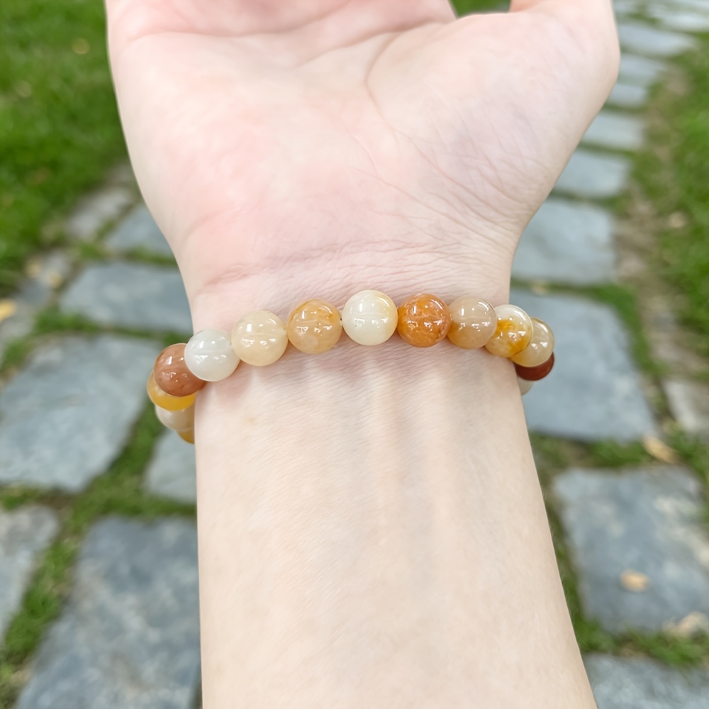 Natural Colored Stone Bead Elastic Bracelet, Versatile Gift